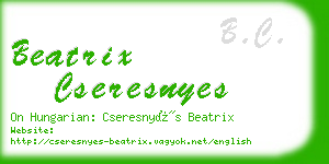 beatrix cseresnyes business card